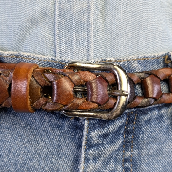 Vintage Italian Braided Leather Belt • Made in Italy • Adjustable Sizing - Picture 1 of 5